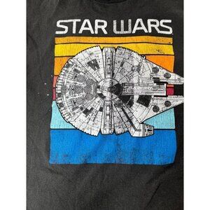 Vintage Mens Star Wars Millennium Falcon Size XL Black Tee‎ T-Shirt